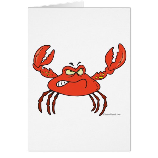 funny angry crabby red crab cards (Front)