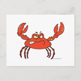 funny angry crabby red crab postcard