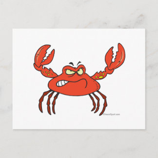 funny angry crabby red crab postcard