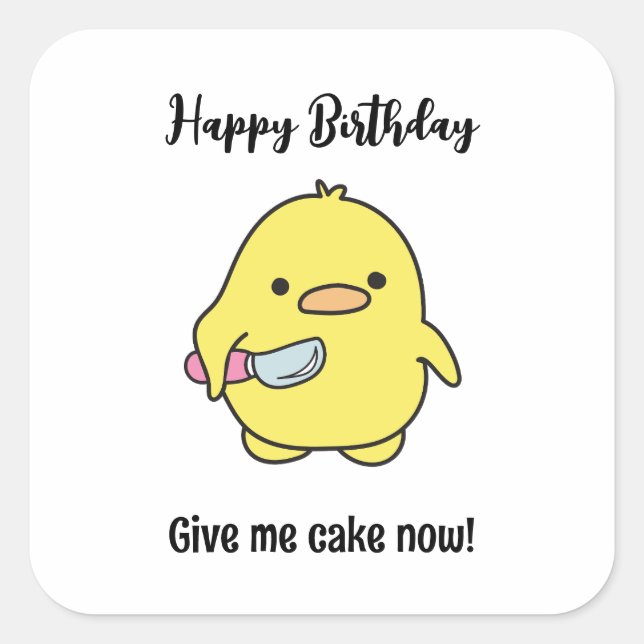 Funny Angry Duck Birthday Square Sticker (Front)