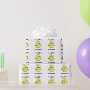 Funny Angry Duck Birthday Wrapping Paper