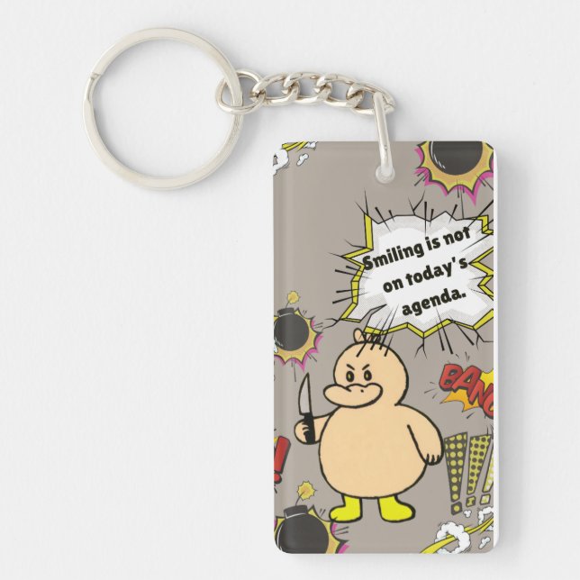Funny Angry Duck Keychain (Front)