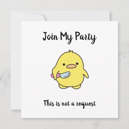 Funny Angry Duck Party Invitation