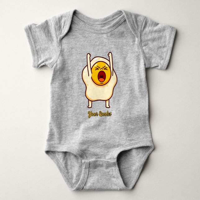 Funny Angry Egg Cartoon Baby Bodysuit (Front)