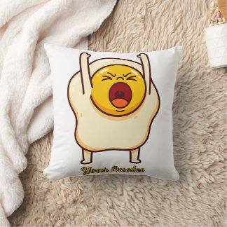 Funny Angry Egg Cartoon Throw Pillow