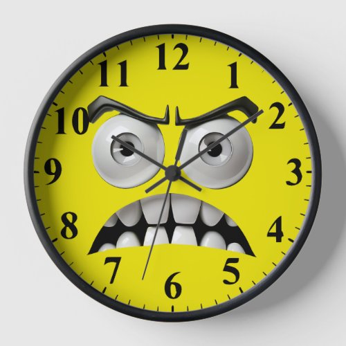 Funny Angry Face  Clock
