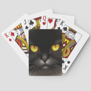 Funny Angry Fluffy Black Persian Kitty Cat Face Poker Cards