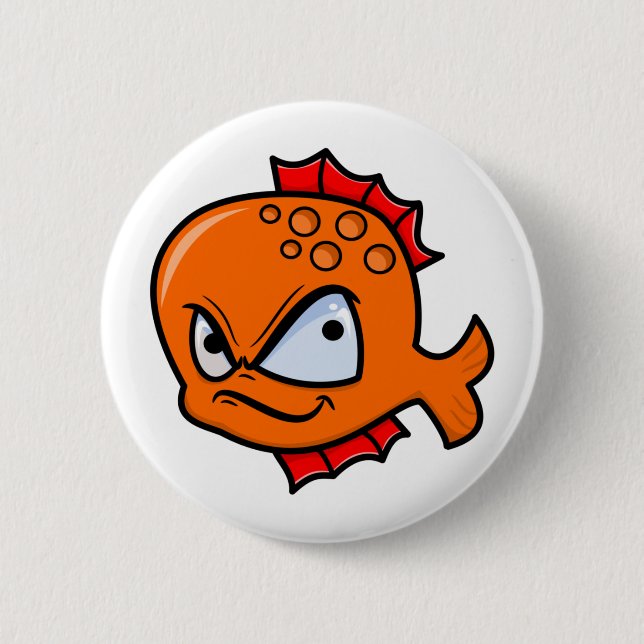 Funny Angry Goldfish Button (Front)