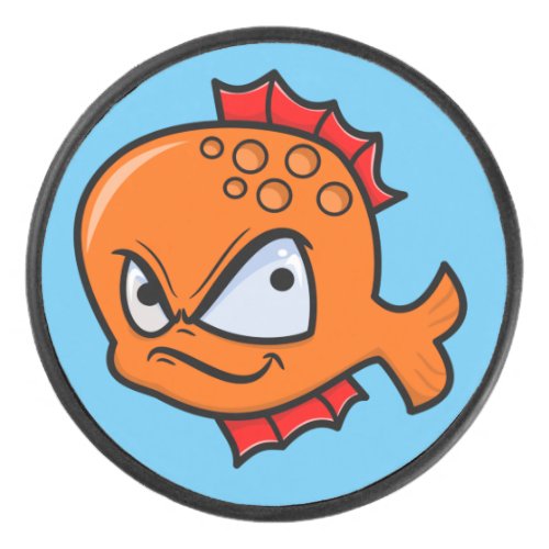 Funny Angry Goldfish Hockey Puck