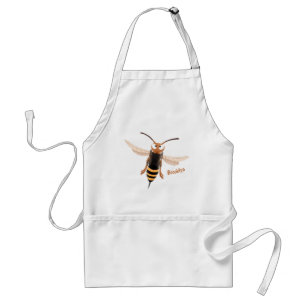 Funny angry hornet wasp cartoon illustration adult apron