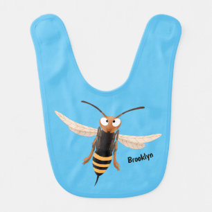 Funny angry hornet wasp cartoon illustration baby bib