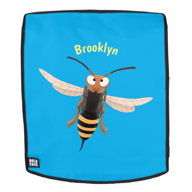 Funny angry hornet wasp cartoon illustration backpack (Removable Face)