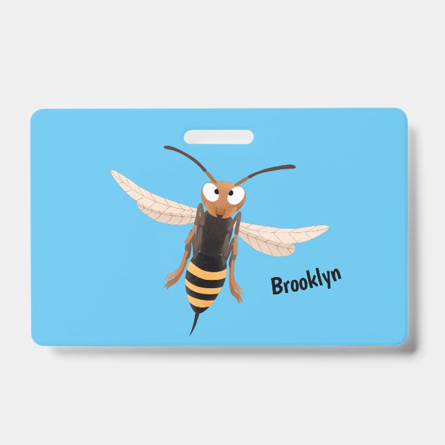 Funny angry hornet wasp cartoon illustration  badge (Front)