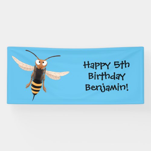Funny angry hornet wasp cartoon illustration banner