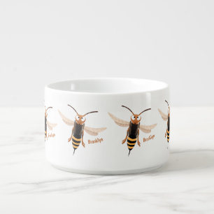 Funny angry hornet wasp cartoon illustration  bowl