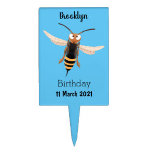 Funny angry hornet wasp cartoon illustration cake topper