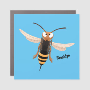 Funny angry hornet wasp cartoon illustration car magnet