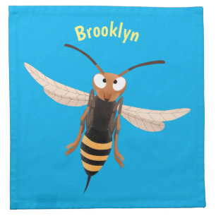 Funny angry hornet wasp cartoon illustration cloth napkin