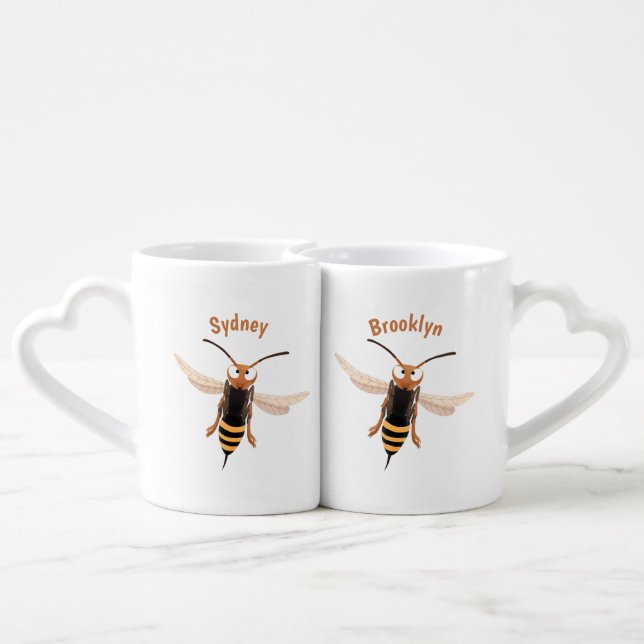 Funny angry hornet wasp cartoon illustration  coffee mug set (Back Nesting)