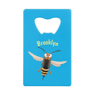 Funny angry hornet wasp cartoon illustration credit card bottle opener
