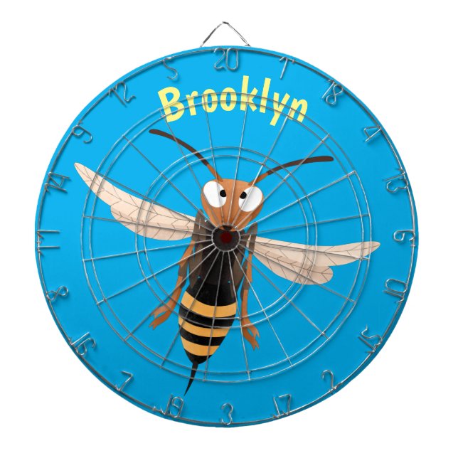 Funny angry hornet wasp cartoon illustration dart board (Front)