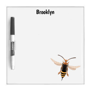 Funny angry hornet wasp cartoon illustration dry erase board