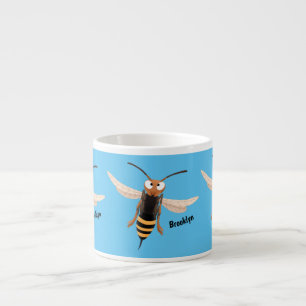 Funny angry hornet wasp cartoon illustration espresso cup