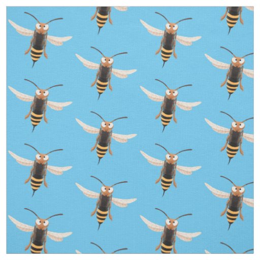 Funny angry hornet wasp cartoon illustration fabric