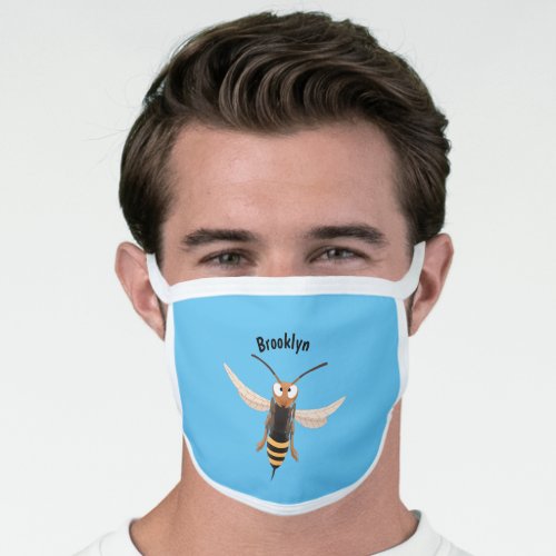 Funny angry hornet wasp cartoon illustration  face mask