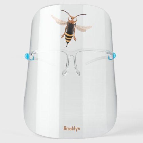 Funny angry hornet wasp cartoon illustration face shield