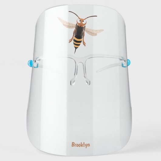 Funny angry hornet wasp cartoon illustration face shield (Front)