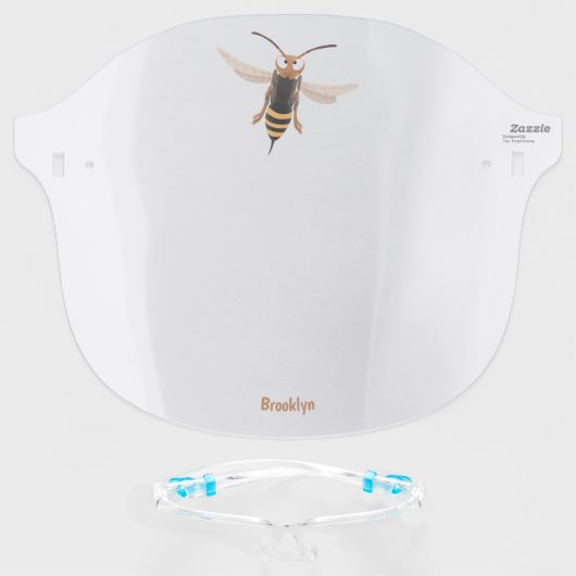 Funny angry hornet wasp cartoon illustration face shield (Front w/Glasses)