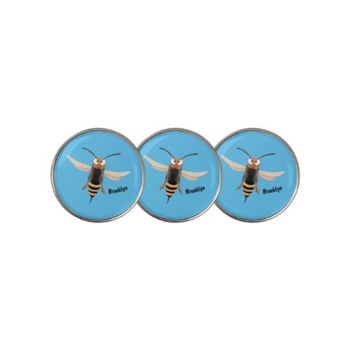 Funny angry hornet wasp cartoon illustration golf ball marker