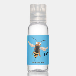 Funny angry hornet wasp cartoon illustration hand sanitizer
