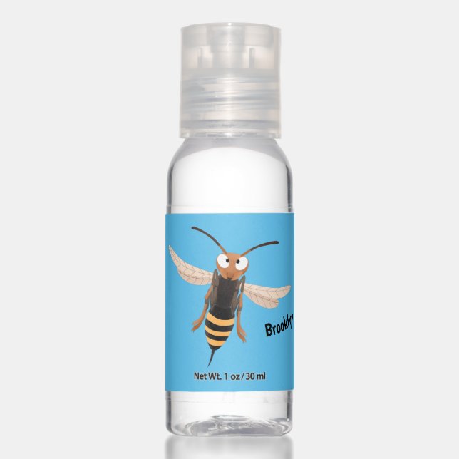 Funny angry hornet wasp cartoon illustration  hand sanitizer (Front)
