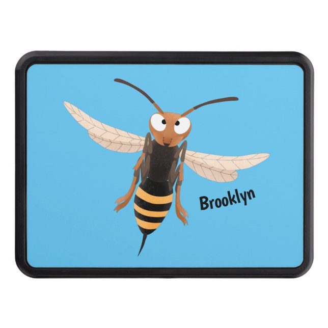Funny angry hornet wasp cartoon illustration hitch cover (Front)