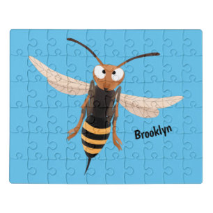 Funny angry hornet wasp cartoon illustration jigsaw puzzle