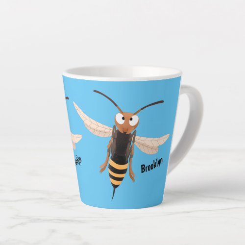 Funny angry hornet wasp cartoon illustration  latte mug