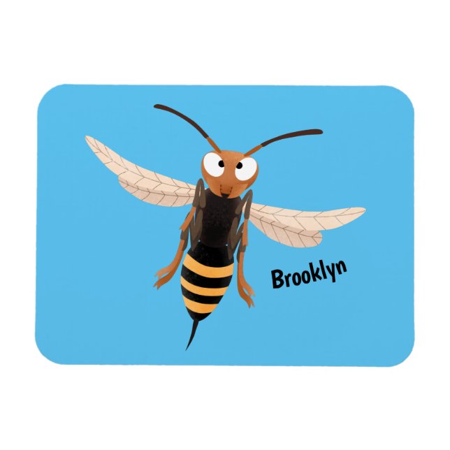 Funny angry hornet wasp cartoon illustration magnet (Horizontal)