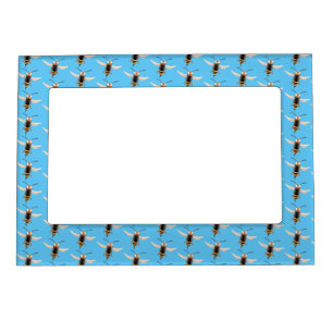 Funny angry hornet wasp cartoon illustration magnetic frame
