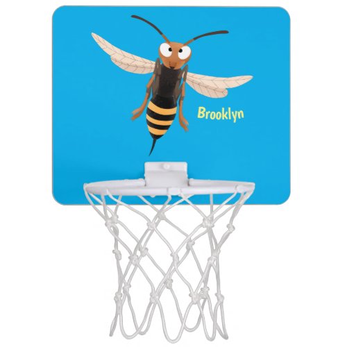 Funny angry hornet wasp cartoon illustration mini basketball hoop