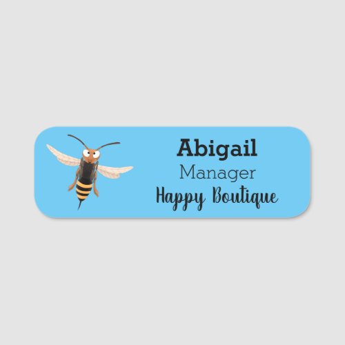 Funny angry hornet wasp cartoon illustration name tag