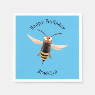 Funny angry hornet wasp cartoon illustration napkins
