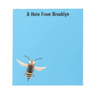 Funny angry hornet wasp cartoon illustration notepad
