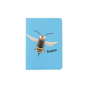 Funny angry hornet wasp cartoon illustration passport holder