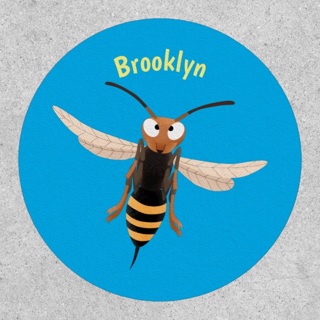 Funny angry hornet wasp cartoon illustration  patch (Front)