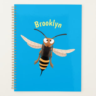 Funny angry hornet wasp cartoon illustration planner