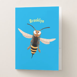 Funny angry hornet wasp cartoon illustration pocket folder