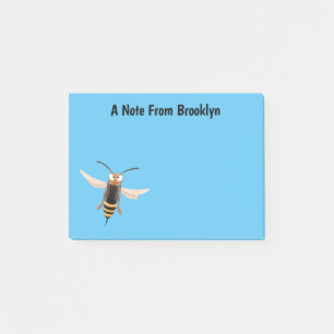 Funny angry hornet wasp cartoon illustration post-it notes