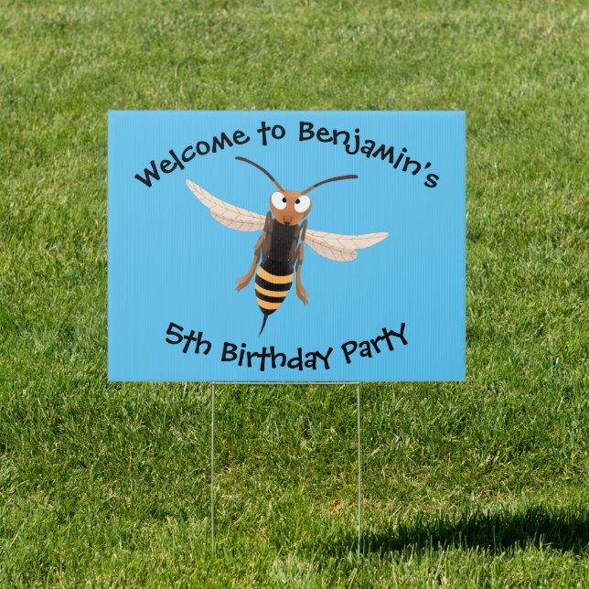 Funny angry hornet wasp cartoon illustration sign (Insitu)